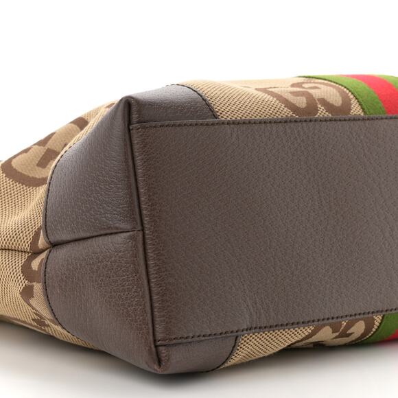 GUCCI Ophidia Jumbo GG Medium Tote Bag in Camel & Ebony Canvas Leather NEW - Picture 14 of 16